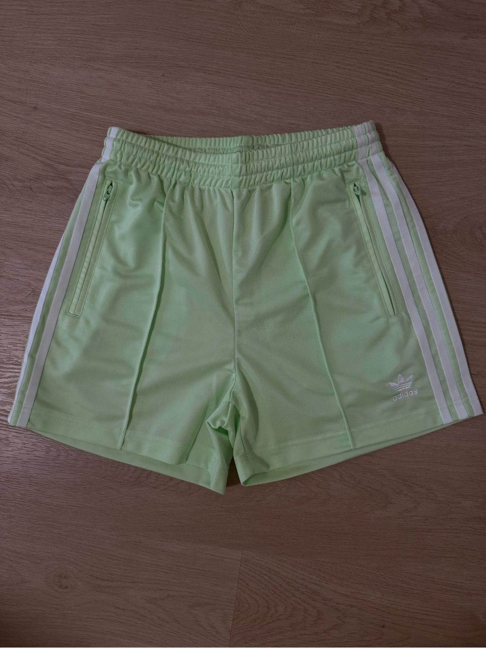 adidas Women's Light Green 3-Stripe Athletic Shorts